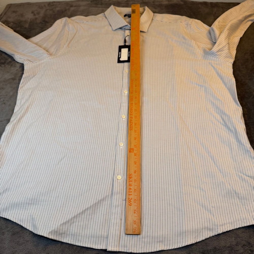 Murano Dress Shirt Mens 4X Large Tall White Black Geometric Long Sleeve Cotton - Picture 10 of 12